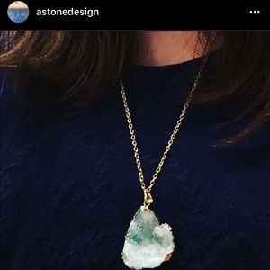 Handmade blue druzy drop stone necklace